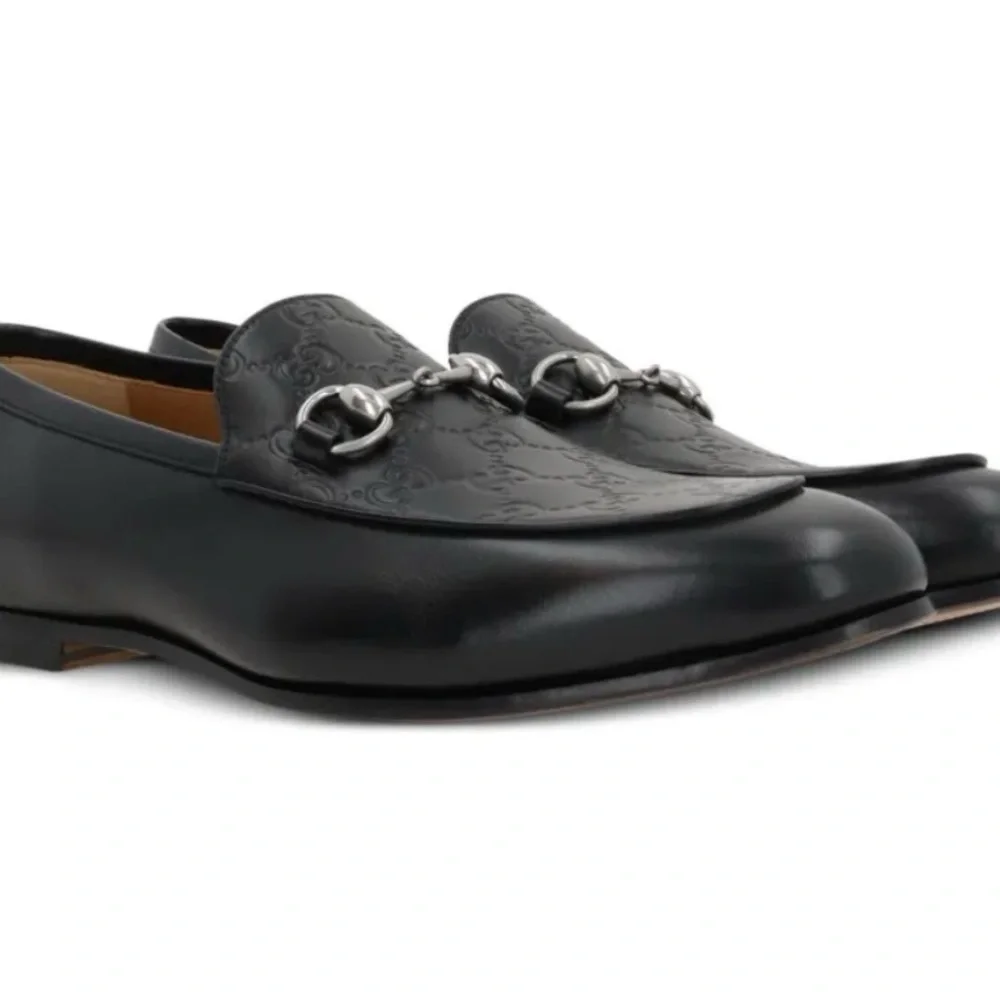 Gucci Black Leather Horsebit Loafers